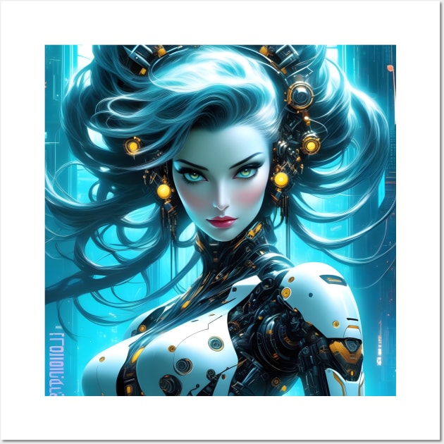 Biopunk Robot Girl Wall Art by Spaceboyishere